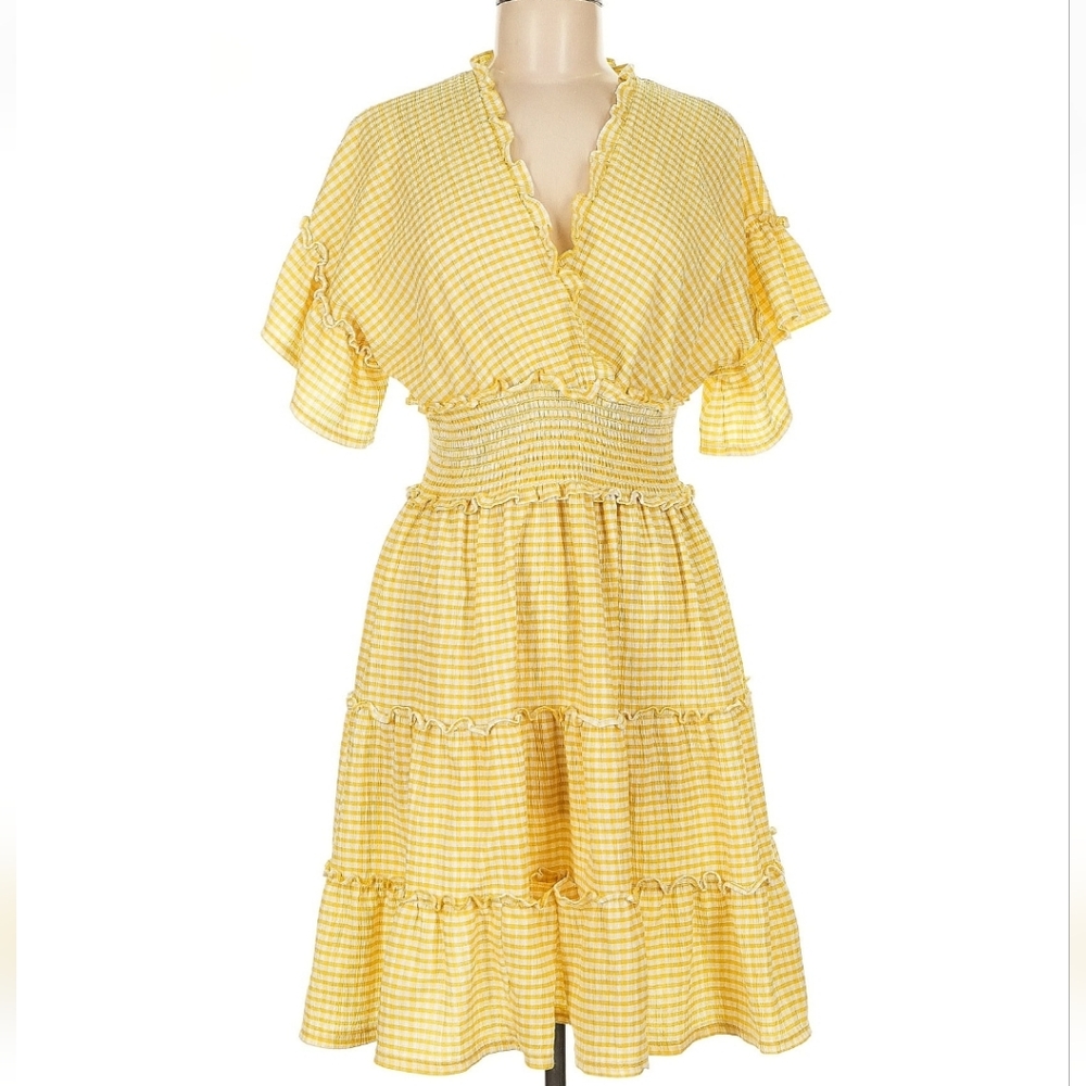 Max Studio, Yellow Plaid Dress, Size M